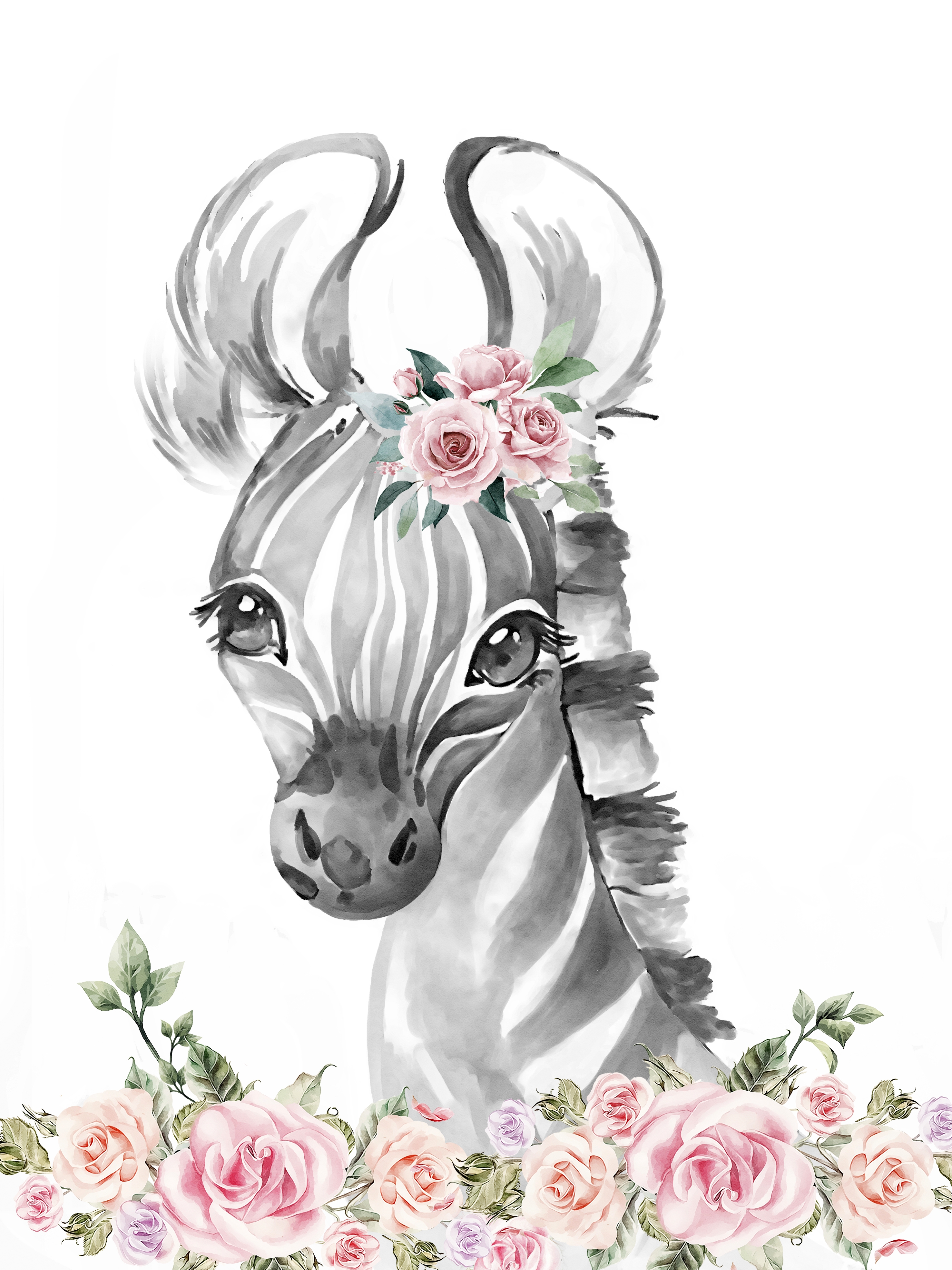 Plakat - Zebra mit Blumen