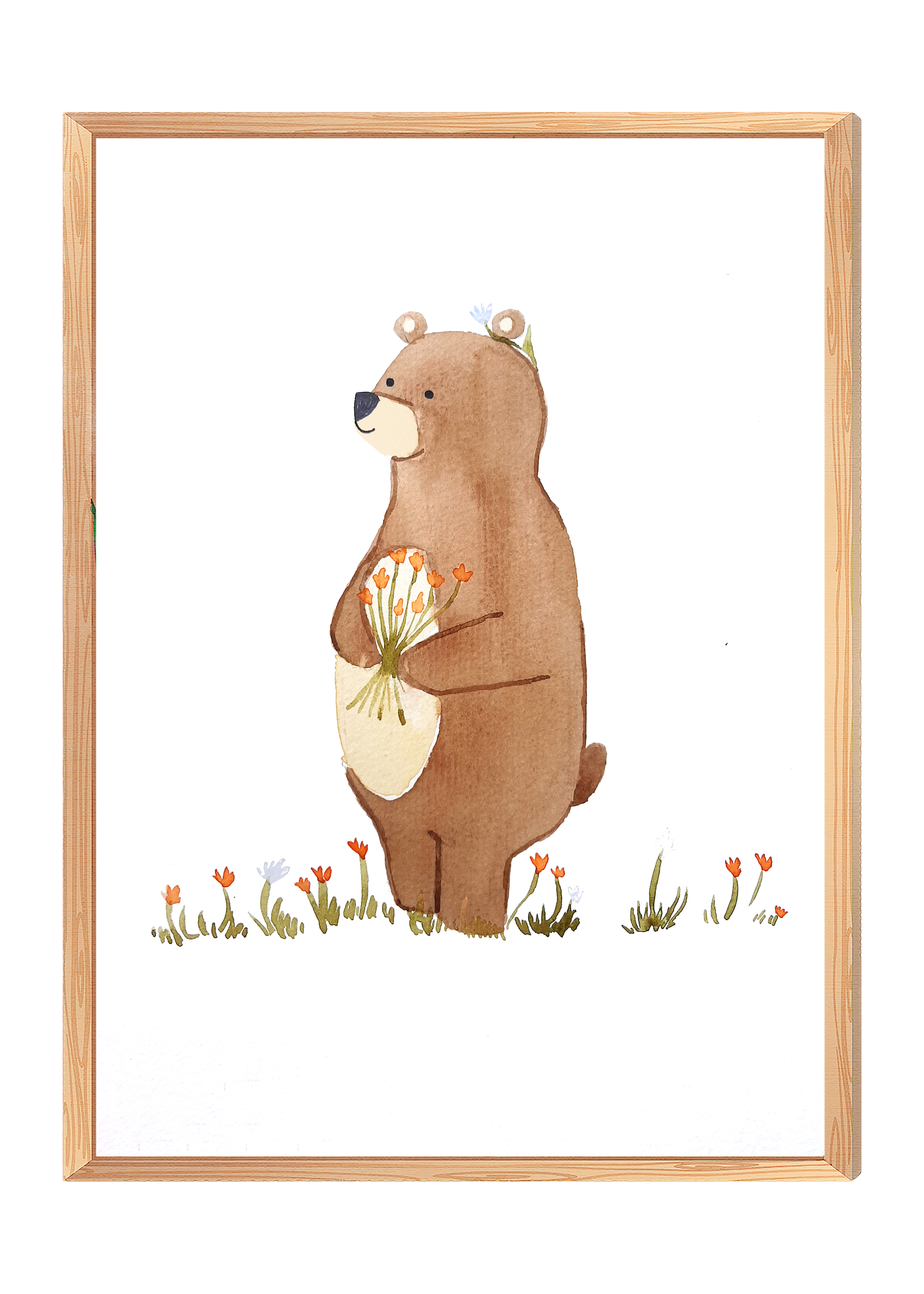 Poster - Bär mit Blumen