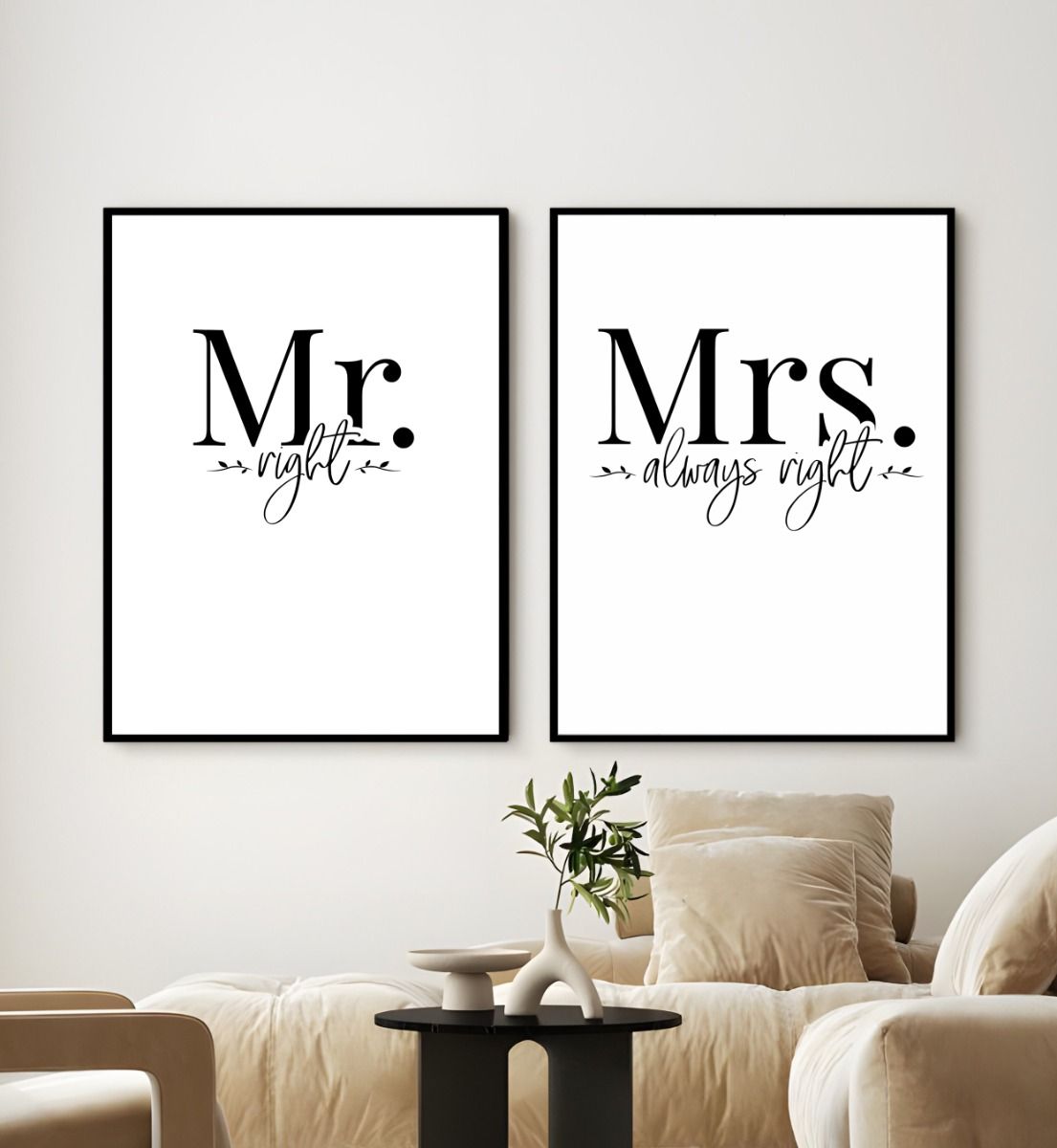 PICSonPAPER Set di 2 poster Mr. Right & Mrs. Always Right, 30 cm x 40