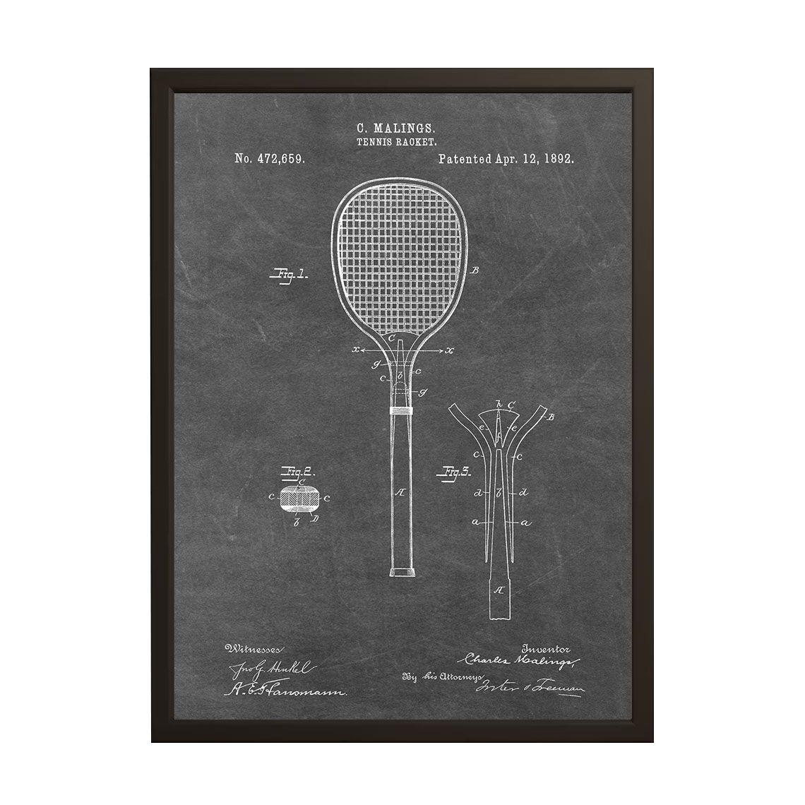 Patentzeichnung Poster - Tennisschläger