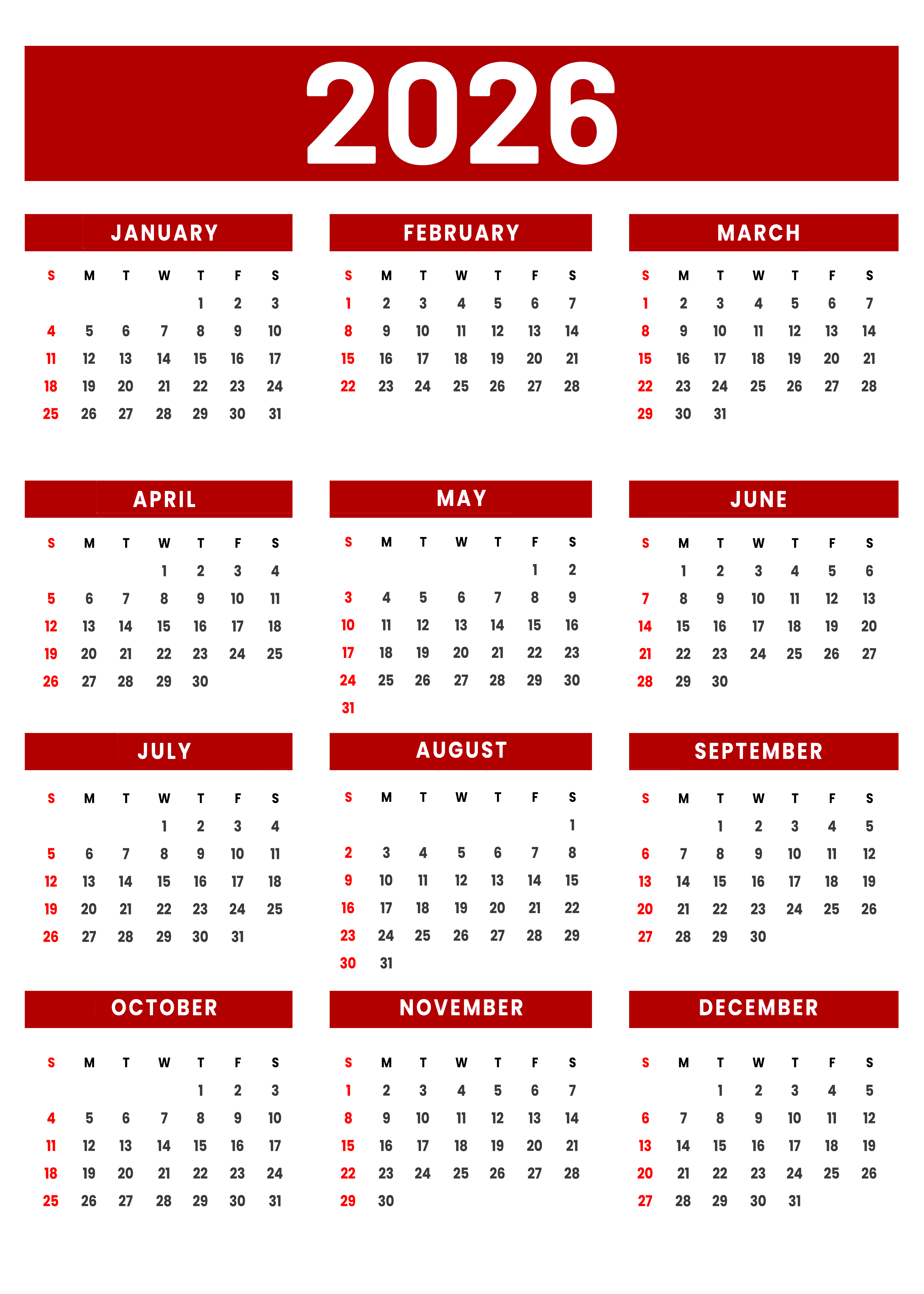 Poster - 2026 Kalender