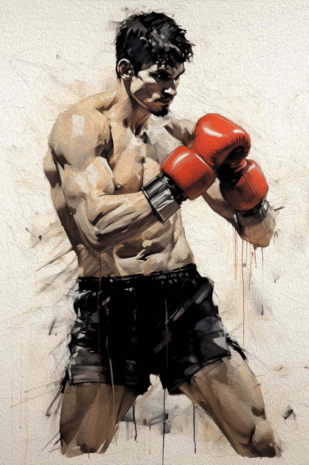 Poster - Boxer mit Roten Handschuhen