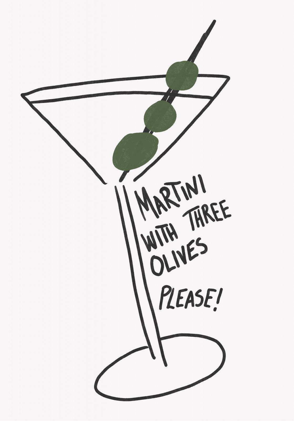 Poster - Martini mit drei Oliven