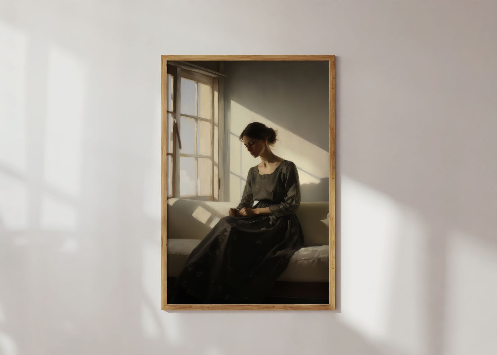 Poster - Frau, die am Fenster liest
