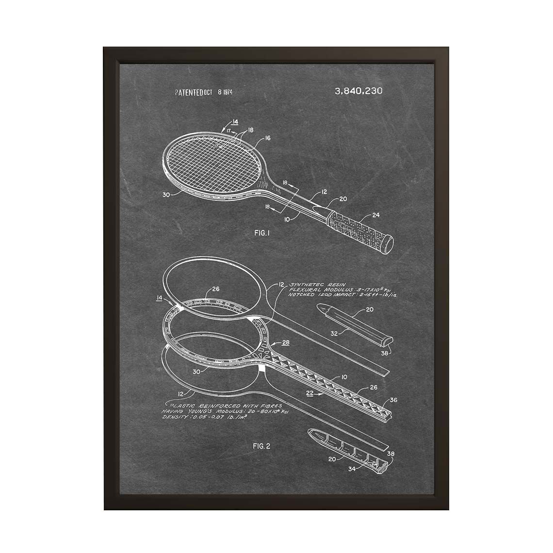 Patentzeichnung Poster - Tennisschläger