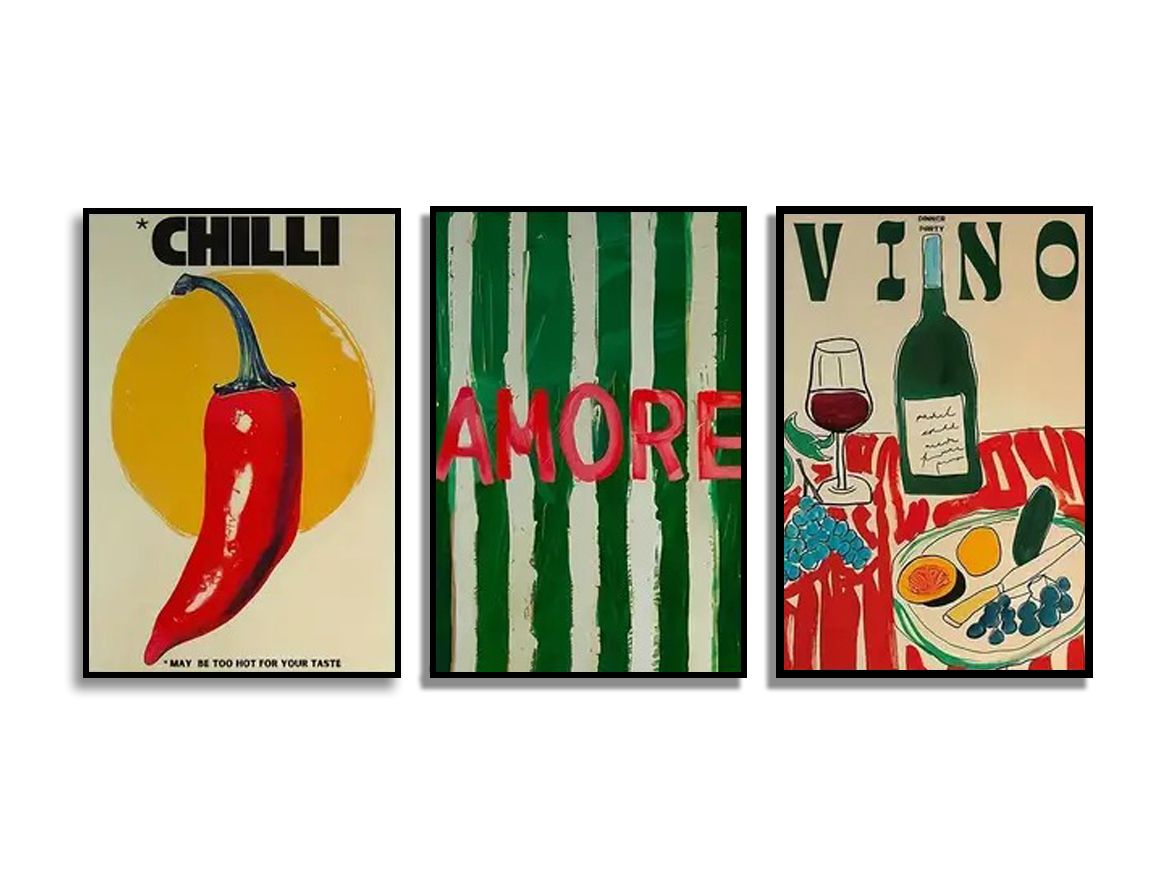 Poster - Chilli Amore Vino / Set von 3