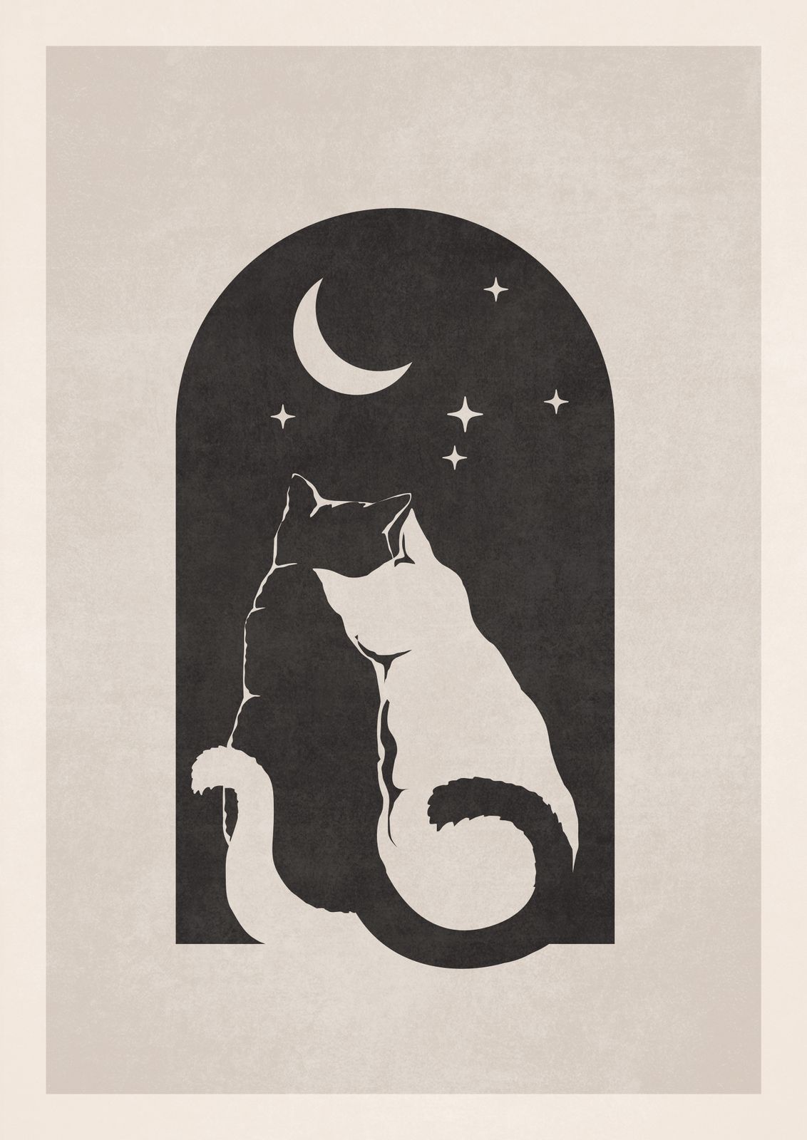 Poster - Katzen Unter dem Halbmond