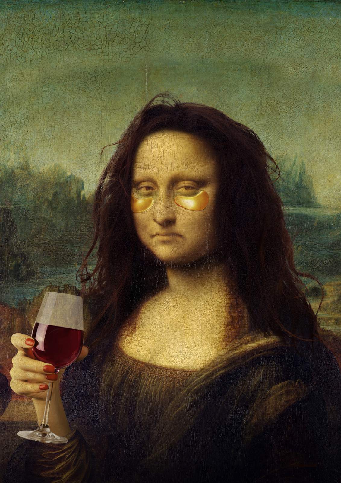 Poster - Mona Lisa mit Wein