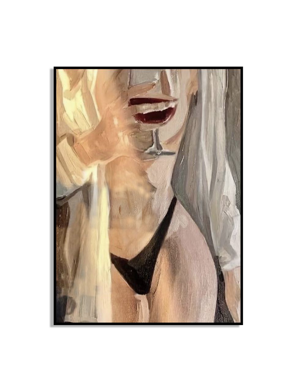 Abstrakte Frau mit Weinglas Poster