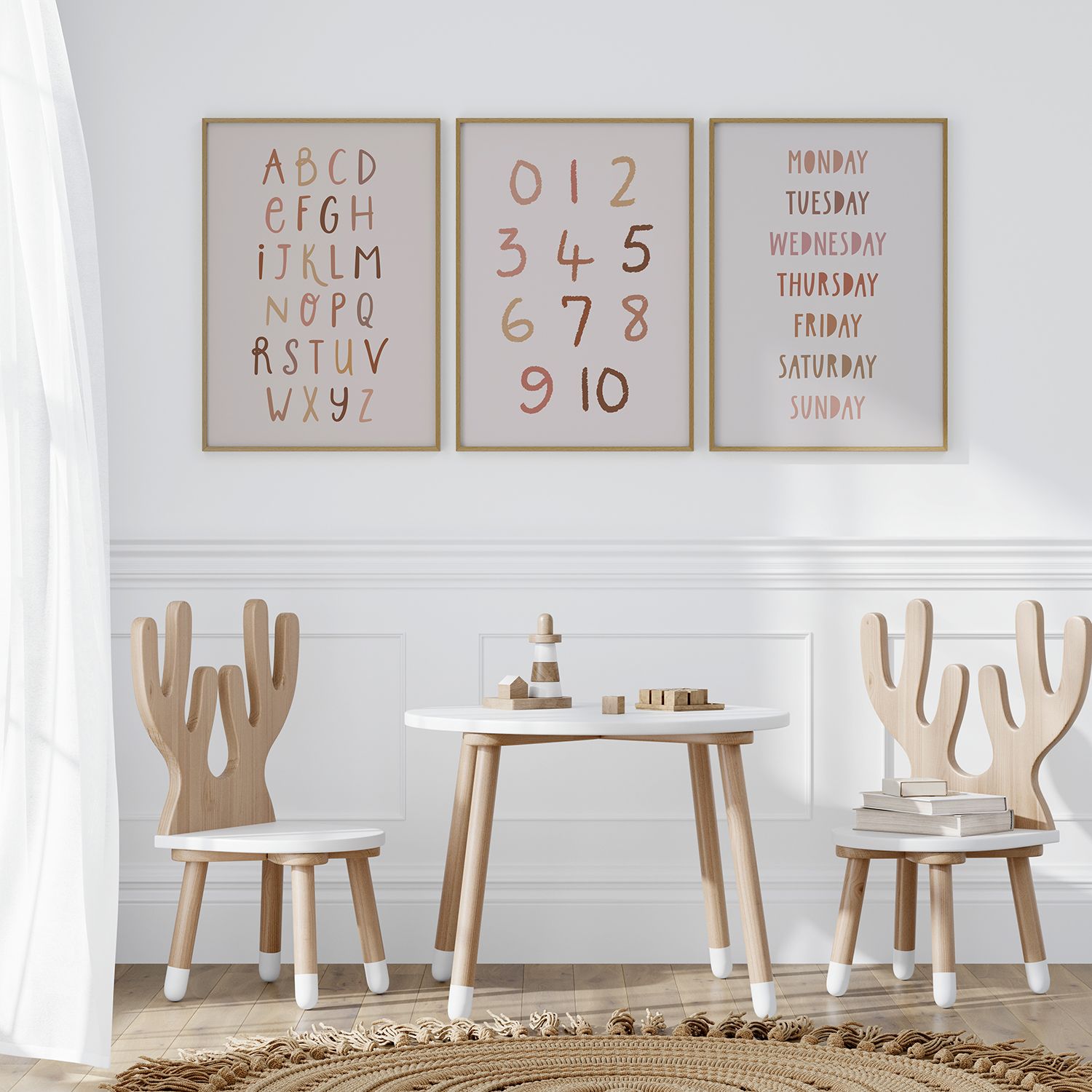 Poster - ABC, Zahlen, Tage / Set aus 3