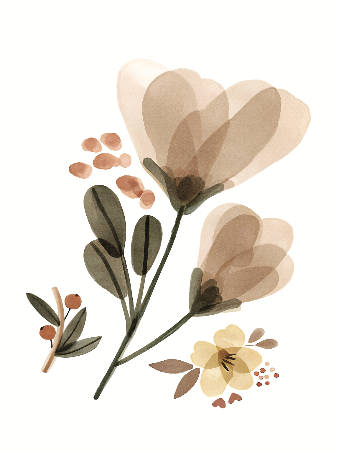 Poster – Blumen / Braun / 02